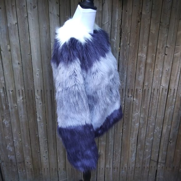 ZARA Blue Ombré faux fur Jacket M - Picture 3 of 7